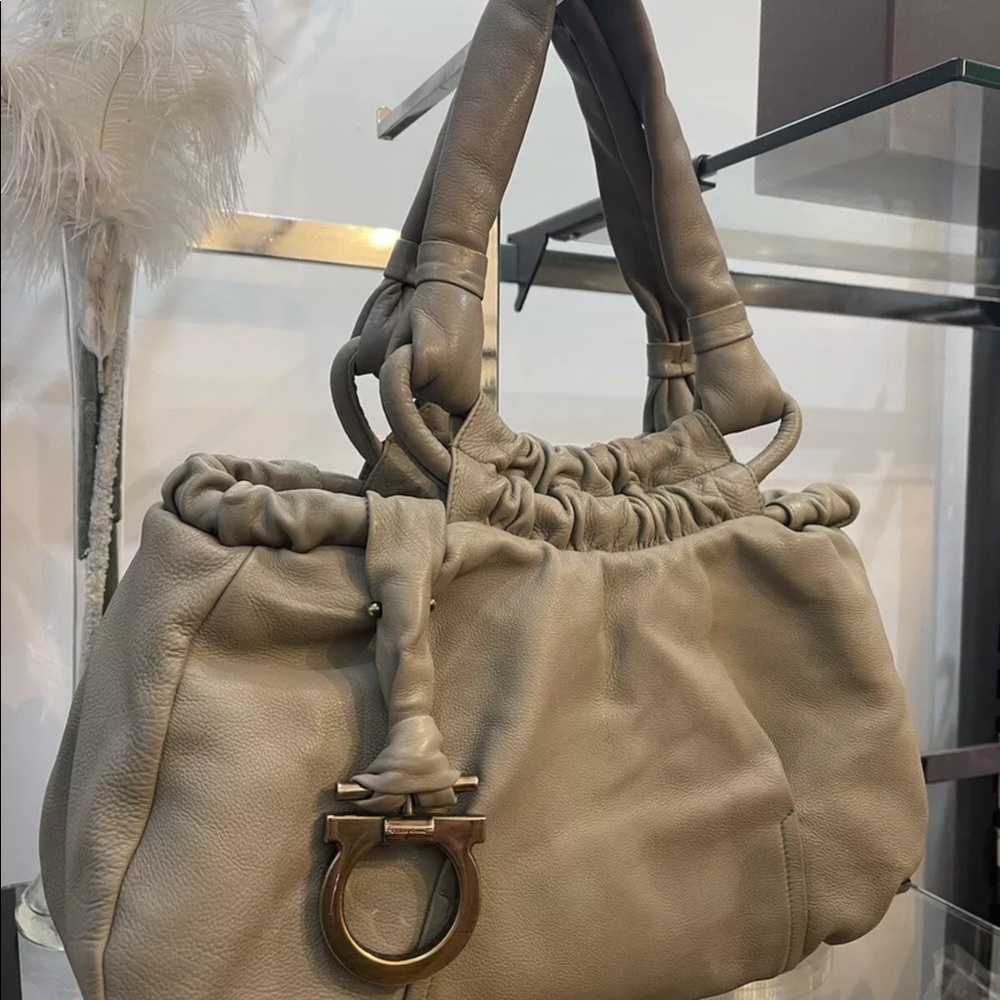 Salvatore Ferragamo handbag gorgeous. Taupe color